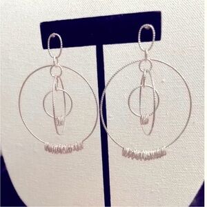💥 SALE 💥  Dangling Sterling Silver Hoop Earrings Italy **PLEASE READ LISTING**
